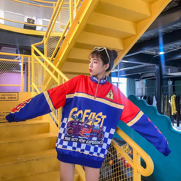 harajuku racing car bf bomber zipper streetwear women jacket coat korean kpop 2019 autumn female windbreaker punk loose overcoat, Black;brown
harajuku racing car bf bomber zipper streetwear women jacket coat korean kpop 2019 autumn female windbreaker punk loose overcoat, Black;brown