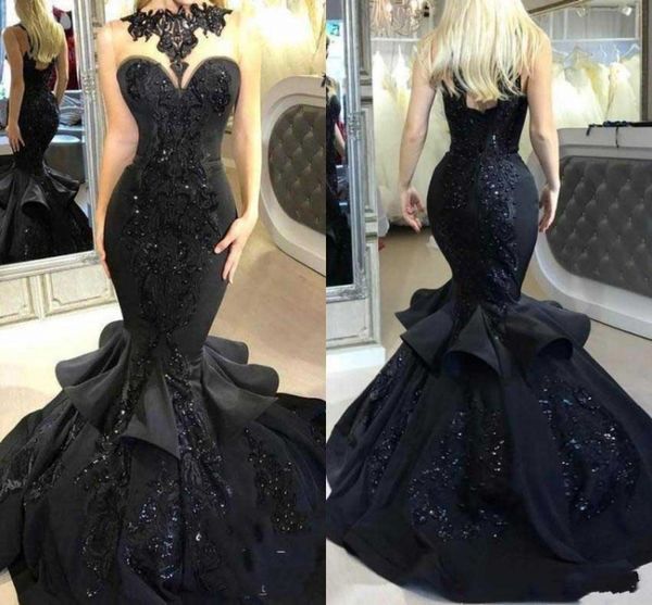 2020 black mermaid evening dresses satin sequins applique rhinestone prom dress sweep tarin special occasion dresses, Black;red
2020 black mermaid evening dresses satin sequins applique rhinestone prom dress sweep tarin special occasion dresses, Black;red