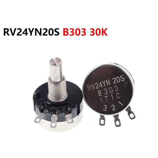 single turn carbon film potentiometer rv24yn20s b303 30k adjustable resistor 
single turn carbon film potentiometer rv24yn20s b303 30k adjustable resistor