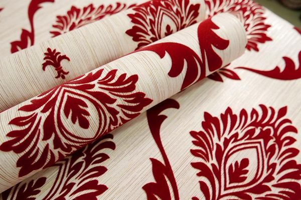 53*10.00m luxury modern metallic damask velvet touch feeling flock wallpaper wall paper for living room