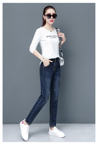 jin yi lai french chic elastic waist seven ra office and leisure solid color, Blue
jin yi lai french chic elastic waist seven ra office and leisure solid color, Blue