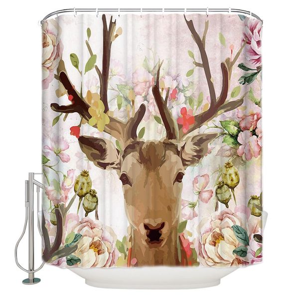 deer flower art pattern polyester fabric bathroom shower curtain with hooks
deer flower art pattern polyester fabric bathroom shower curtain with hooks