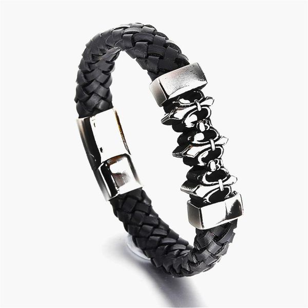 stainless steel charm bracelet braided black genuine leather bracelet for men's hand wristband jewelry
stainless steel charm bracelet braided black genuine leather bracelet for men's hand wristband jewelry