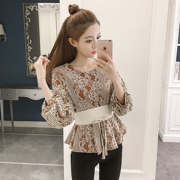 2019 new autumn women shirts lantern sleeve lacehind a doublelt blouse shirt khaki 1813, White
2019 new autumn women shirts lantern sleeve lacehind a doublelt blouse shirt khaki 1813, White