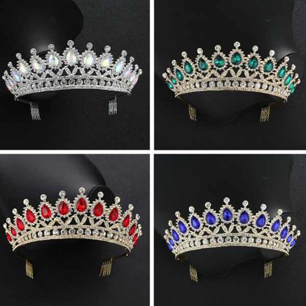 2019 new ab green red blue crystal tiaras gold rhinestone pageant crowns with comb baroque wedding hair jewelry accessories, Golden;white
2019 new ab green red blue crystal tiaras gold rhinestone pageant crowns with comb baroque wedding hair jewelry accessories, Golden;white