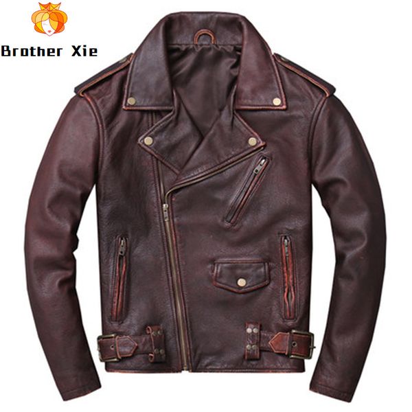 men's leather & faux 2021 vintage brown genuine jacket motorcycle jackets cowhide slim fit coat for male, Black
men's leather & faux 2021 vintage brown genuine jacket motorcycle jackets cowhide slim fit coat for male, Black