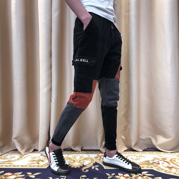 men pants fashion brand autumn winter corduroy mens joggers mid waist slim fit casual trousers men patchwork design harem pants, Black
men pants fashion brand autumn winter corduroy mens joggers mid waist slim fit casual trousers men patchwork design harem pants, Black