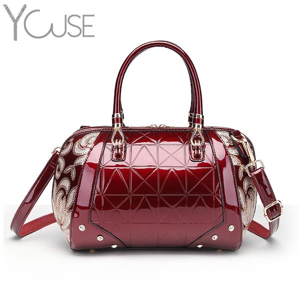 patent leather hand bill of lading shoulder-straddle bag for boston ladies