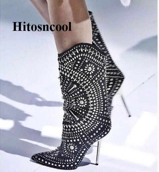 rivet mid calf boots women metal thin high heels pointed toe shoes mujer botas fashion shoes woman heels trendy ladies boots, Black
rivet mid calf boots women metal thin high heels pointed toe shoes mujer botas fashion shoes woman heels trendy ladies boots, Black