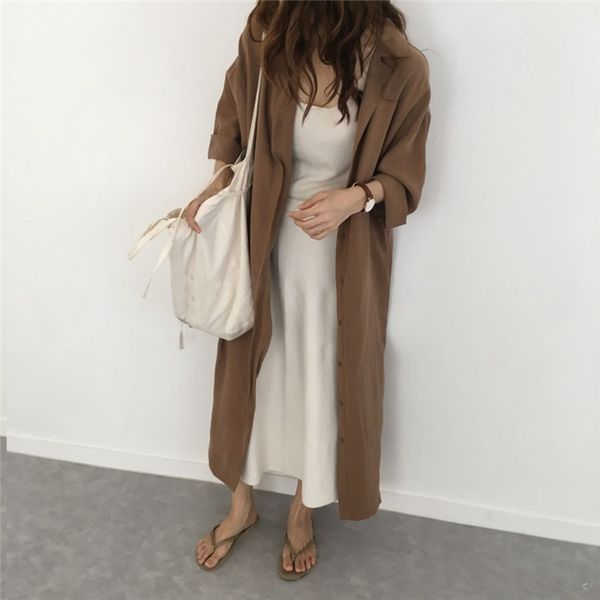 Ladies Commute Casual Shirt Dress Spring Autumn Notched Collar Long Sleeve Sashed Single Breasted Solid Women Dresses
