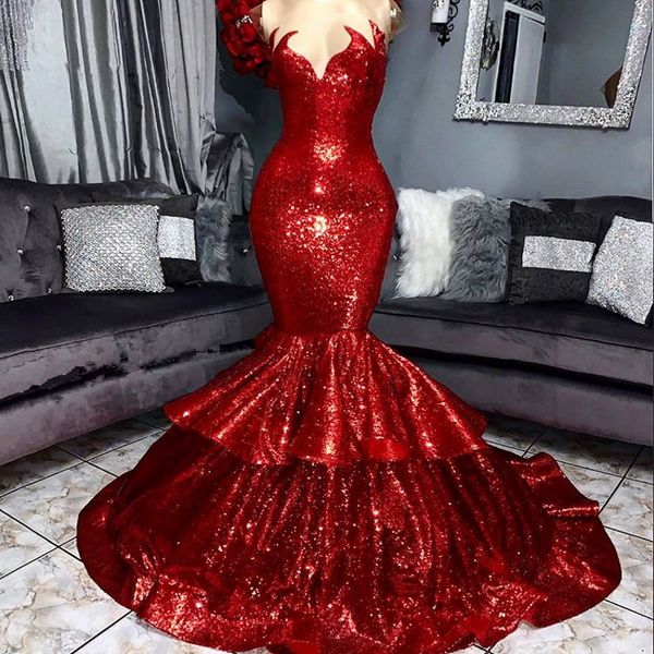 sequins mermaid prom dresses red tiered sweep train red carpet evening gowns custom made cocktail party dress vestidos, Black
sequins mermaid prom dresses red tiered sweep train red carpet evening gowns custom made cocktail party dress vestidos, Black