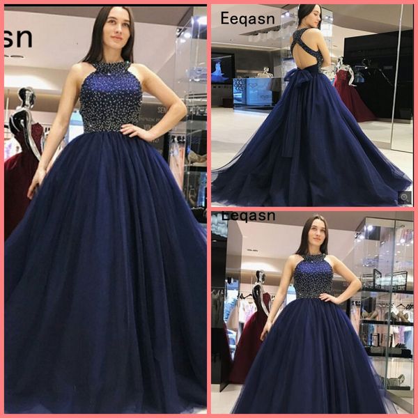 robe de soiree navy blue ball gown prom dress 2019 back open pearls tulle long dress puffy ball gown evening dress prom gowns, Black
robe de soiree navy blue ball gown prom dress 2019 back open pearls tulle long dress puffy ball gown evening dress prom gowns, Black