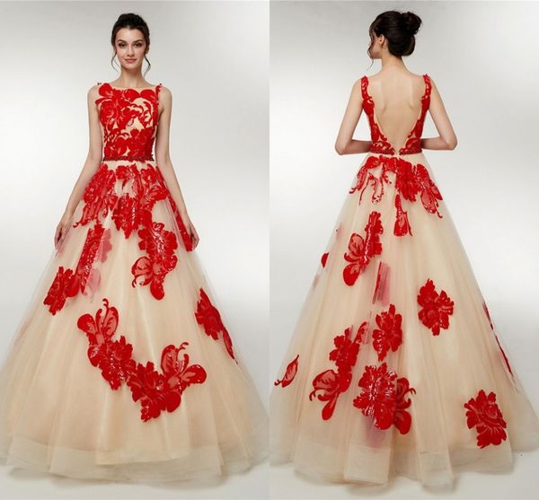 2020 champagne red lace butterflied prom quinceanera dresses ball gown bateau v open back sweet 16 dress robes de soirée celebrity evening, Blue;red
2020 champagne red lace butterflied prom quinceanera dresses ball gown bateau v open back sweet 16 dress robes de soirée celebrity evening, Blue;red