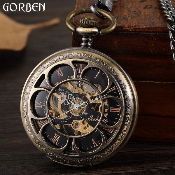 retro bronze hollow setampunk mechanical pocket watches vintage double-sided skeleton roman dial mens pocket watch fob chain new, Slivery;golden
retro bronze hollow setampunk mechanical pocket watches vintage double-sided skeleton roman dial mens pocket watch fob chain new, Slivery;golden