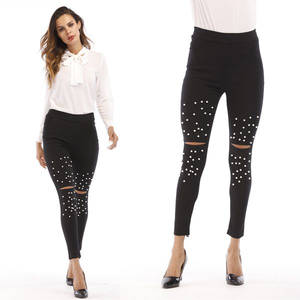 selling jeans europe and america online celebrity beads women's denim pants foreign trade export with holes, Blue
selling jeans europe and america online celebrity beads women's denim pants foreign trade export with holes, Blue