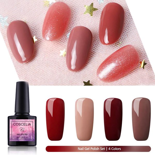 coscelia 4pc gel nail polish set gel polish nail kit uv set for semi permanent varnish manicure for nails diy, Red;pink
coscelia 4pc gel nail polish set gel polish nail kit uv set for semi permanent varnish manicure for nails diy, Red;pink