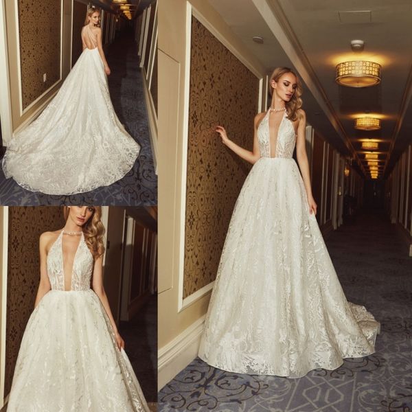 calla blanche 2019 wedding dresses halter neck lace boho bridal gowns sleeveless backless a line beach princess wedding dress plus size, White
calla blanche 2019 wedding dresses halter neck lace boho bridal gowns sleeveless backless a line beach princess wedding dress plus size, White
