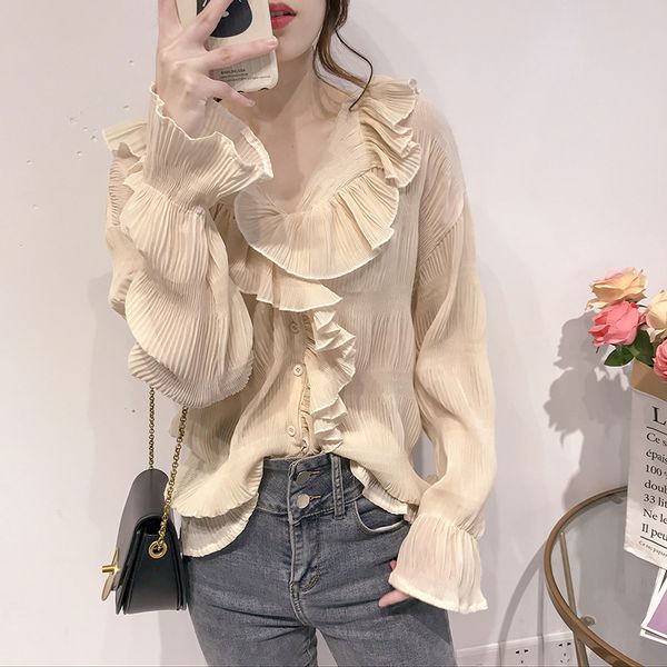 сладкий плиссированные морщинистой шифон рубашка с рюшами очень женский леди вспышки рукав оборками блузка женщин топ рубашка женщины одежда, White
сладкий плиссированные морщинистой шифон рубашка с рюшами очень женский леди вспышки рукав оборками блузка женщин топ рубашка женщины одежда, White