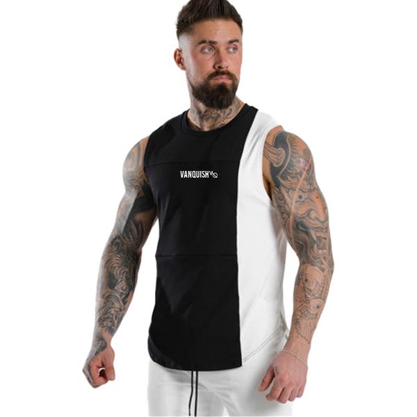 new fashion cotton sleeveless shirts tank black white patchwork fitness vest mens singlet bodybuilding workout vest, White;black
new fashion cotton sleeveless shirts tank black white patchwork fitness vest mens singlet bodybuilding workout vest, White;black