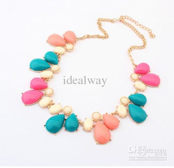 new arriva korean style gold plated alloy colorful resin drop flower choker necklaces mix colors, Golden;silver
new arriva korean style gold plated alloy colorful resin drop flower choker necklaces mix colors, Golden;silver
