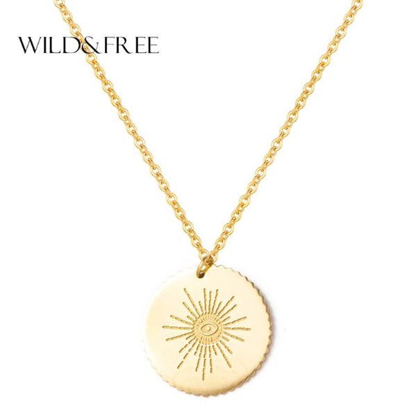 wild&new women stainless steel necklace round disc pendant with eyes pattern clavicle necklace wedding jewelry wholesale, Silver
wild&new women stainless steel necklace round disc pendant with eyes pattern clavicle necklace wedding jewelry wholesale, Silver