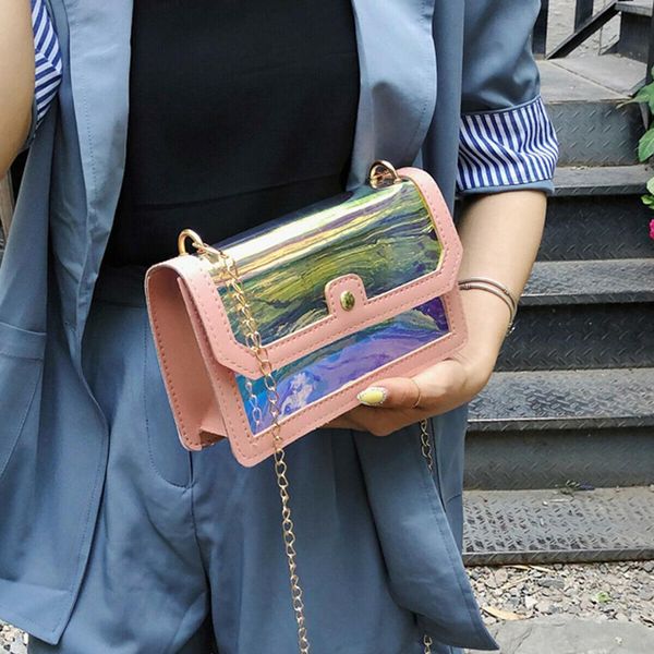 2019 ladies laser holographic bag clear transparent gold chain small tote fashion handbag purse patchwork flap
2019 ladies laser holographic bag clear transparent gold chain small tote fashion handbag purse patchwork flap