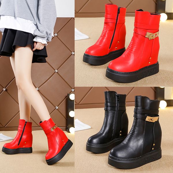 2019 thick soles inside heighten boots female shoe new winter qiu dong looks joker boots adds fleecy cotton shoes, Black
2019 thick soles inside heighten boots female shoe new winter qiu dong looks joker boots adds fleecy cotton shoes, Black
