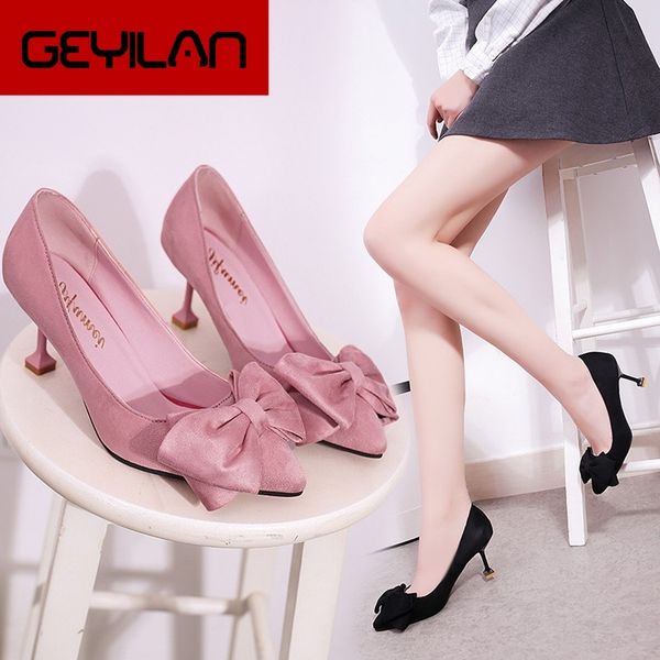 shoes pointed-toe 2019 bow korean-style children low-cut women's shoes new style high heel cat with fine cotton soli, Black 
shoes pointed-toe 2019 bow korean-style children low-cut women's shoes new style high heel cat with fine cotton soli, Black