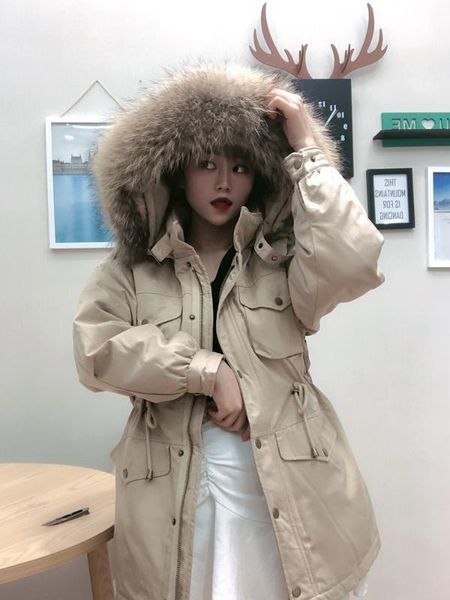 women's down & parkas winter jacket hooded white duck coat female fashion big fur collar chaquetas de mujer kj2820, Black
women's down & parkas winter jacket hooded white duck coat female fashion big fur collar chaquetas de mujer kj2820, Black