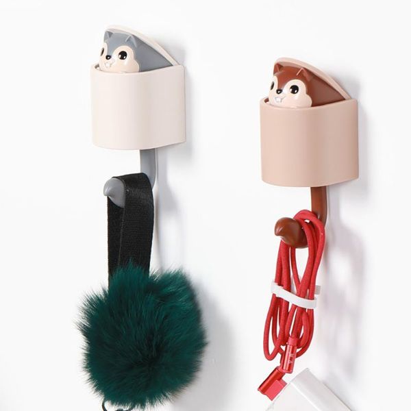 

creative squirrel wall hook adhesive home cartoon cute hanger key umbrella towel cap coat home coat hook clothes hanger hooks