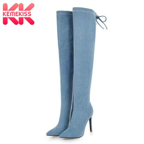 kemekiss thigh high boots women plus size 32-47 fashion zipper denim over knee high heel boots bowknot thin heels shoes women, Black
kemekiss thigh high boots women plus size 32-47 fashion zipper denim over knee high heel boots bowknot thin heels shoes women, Black