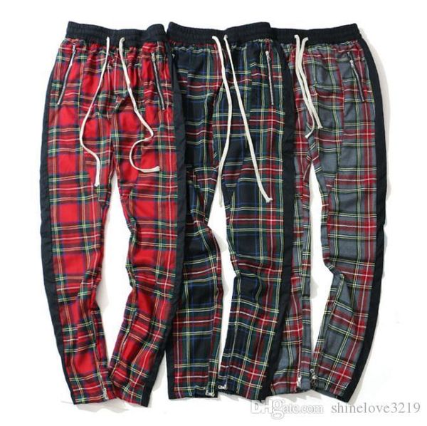2018 new fashion side stripe patchwork elastic waist plaid pants men high street leg opening zipper feae of god men's pants, Black
2018 new fashion side stripe patchwork elastic waist plaid pants men high street leg opening zipper feae of god men's pants, Black