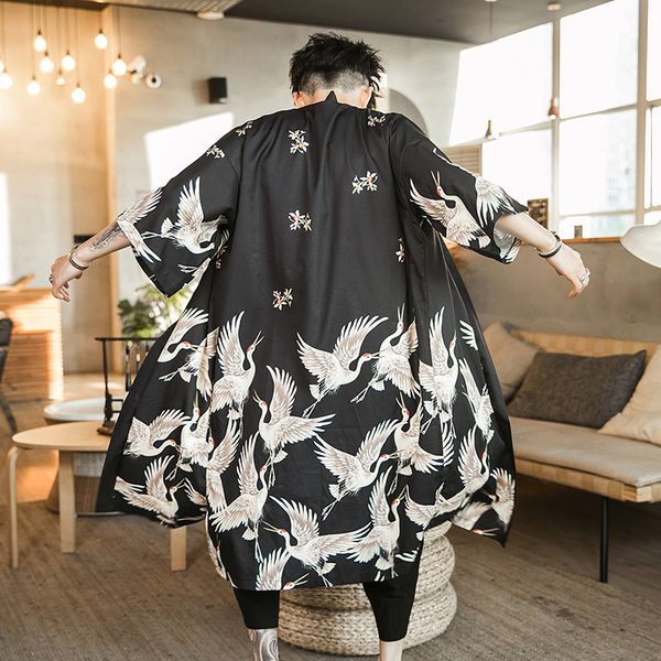 new men's robe seven-point sleeve robe kimono printed pajamas men's cardigan windbreaker summer cloak men, Tan;black
new men's robe seven-point sleeve robe kimono printed pajamas men's cardigan windbreaker summer cloak men, Tan;black