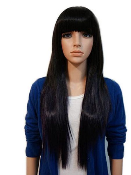 in ++ + black color women cosplay wig girls fashion straight long hair w-trim hair bangs, Black;brown
in ++ + black color women cosplay wig girls fashion straight long hair w-trim hair bangs, Black;brown