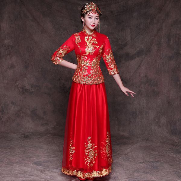 oriental elegant female cheongsam phoenix qipao chinese women evening gowns traditional bride wedding dress toast clothing, Red
oriental elegant female cheongsam phoenix qipao chinese women evening gowns traditional bride wedding dress toast clothing, Red