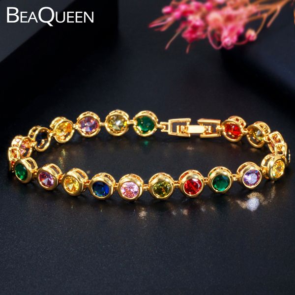 beaqueen stylish dubai yellow gold color lovely rainbow colorful round cubic zirconia tennis bracelets jewelry for women b178, Black
beaqueen stylish dubai yellow gold color lovely rainbow colorful round cubic zirconia tennis bracelets jewelry for women b178, Black
