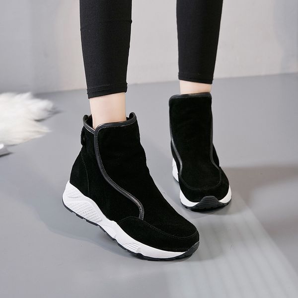 women's snow boot genuine leather warm plush female winter boots ankle boots for women platform rubber sole woman winter boot, Black
women's snow boot genuine leather warm plush female winter boots ankle boots for women platform rubber sole woman winter boot, Black
