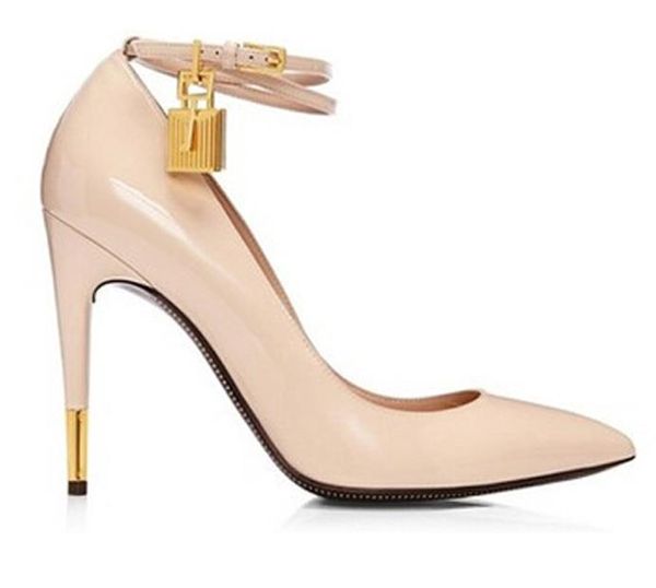 pointed toe gold padlock chain ankle strap ladies high heels snakeskin ladies dress shoes women patent leather pumps, Black
pointed toe gold padlock chain ankle strap ladies high heels snakeskin ladies dress shoes women patent leather pumps, Black