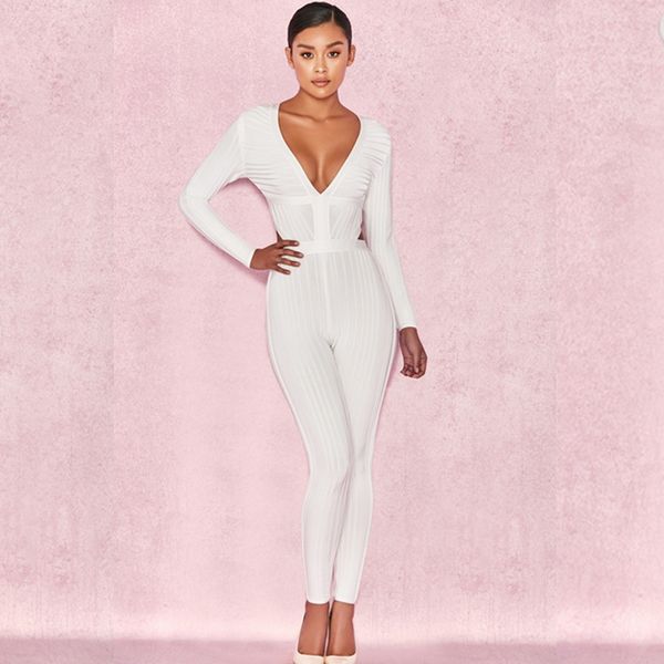 v neck elegant 2019 new women white bandage jumpsuits bodycon wholesale hl autumn backless celebrity prity jumpsuit vestido, Black;white
v neck elegant 2019 new women white bandage jumpsuits bodycon wholesale hl autumn backless celebrity prity jumpsuit vestido, Black;white