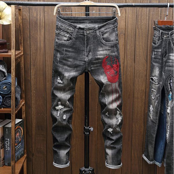 erkek kot pantolon slim embroidered printed jeans for men hole mens skinny jeans elastic denim trousers men pantalon buzo hombre, Blue
erkek kot pantolon slim embroidered printed jeans for men hole mens skinny jeans elastic denim trousers men pantalon buzo hombre, Blue