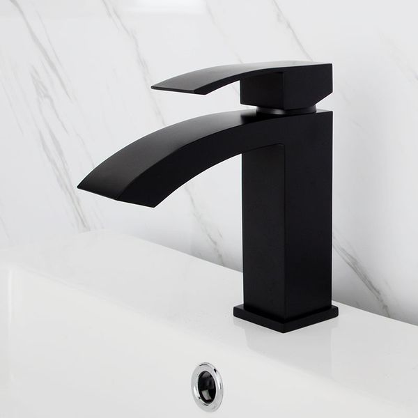 

Waterfall Faucet Brass Bathroom Basin Water Mixer Matt Black Rose Chrome Brushed Nickel Single Hole Tap ware