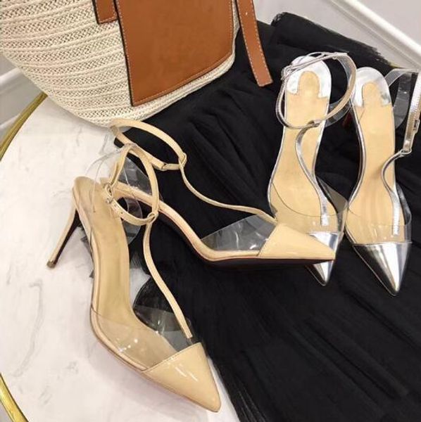 original box red bottom high heels t strap clear slingback heels pumps red white pointed toe high heels transparent heel women summer shoes, Black
original box red bottom high heels t strap clear slingback heels pumps red white pointed toe high heels transparent heel women summer shoes, Black