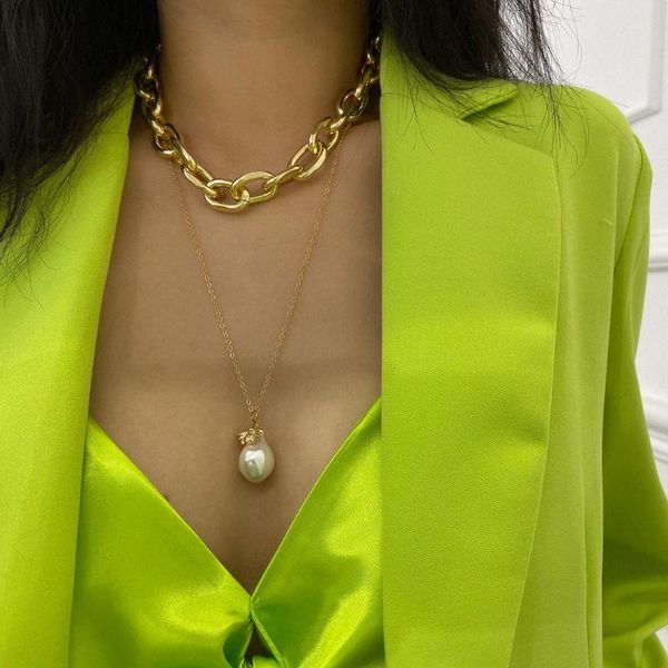 vintage curb chunky link chain choker necklace bohemia imitation pearl pendant necklace jewelry punk neck collar accessories, Silver
vintage curb chunky link chain choker necklace bohemia imitation pearl pendant necklace jewelry punk neck collar accessories, Silver
