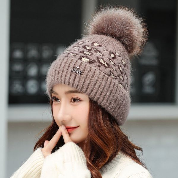 new women's hat winter leopard beanie knitted hat angola fur bonnet girl 's fall female cap with fur pom pom
new women's hat winter leopard beanie knitted hat angola fur bonnet girl 's fall female cap with fur pom pom