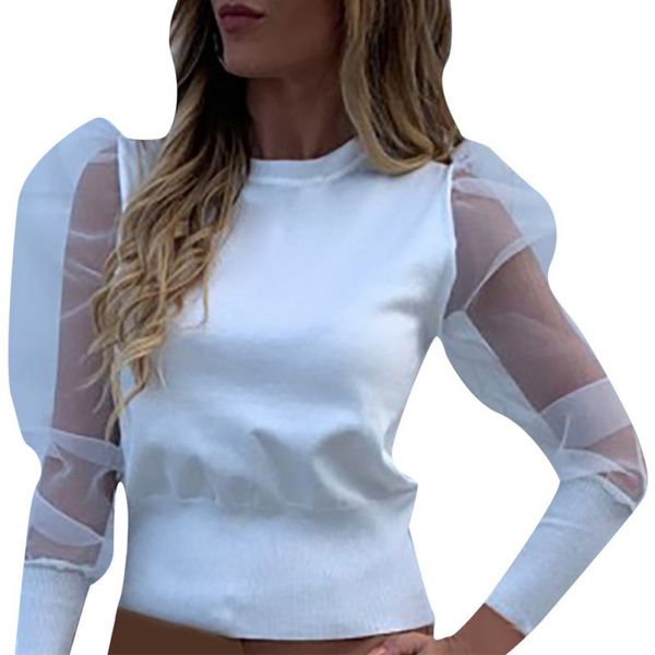 trendy black white women lace mesh puff long sleeve t shirt female loose o-neck tee women solid color party club tshirt
trendy black white women lace mesh puff long sleeve t shirt female loose o-neck tee women solid color party club tshirt