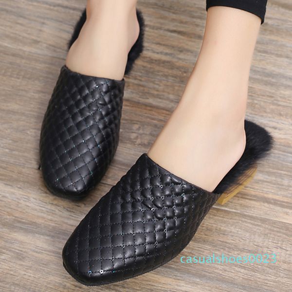 fashion autumn winter crystal plush mules woman shoes fur slippers fur flip flop slides low heels leather outside mules c23, Black
fashion autumn winter crystal plush mules woman shoes fur slippers fur flip flop slides low heels leather outside mules c23, Black