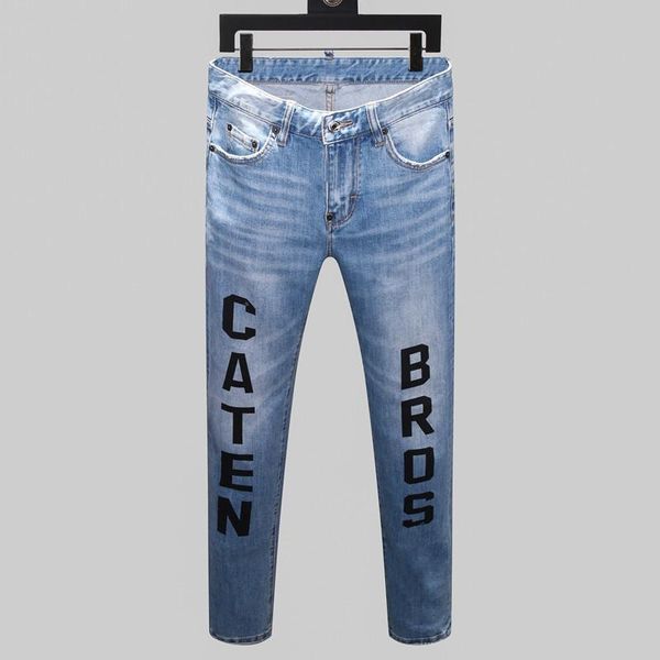 men's 2020 summer new personalized fashion brand slim letter print and drill nine point jeans men's fashion, Blue
men's 2020 summer new personalized fashion brand slim letter print and drill nine point jeans men's fashion, Blue