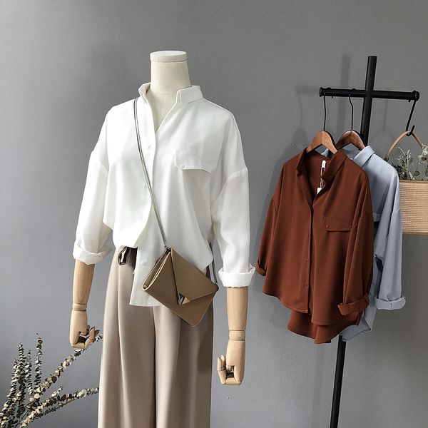 women's blouses & shirts 2021 spring style korean-style solid color v-neck long-sleeve womens blouse shirt chiffon, White
women's blouses & shirts 2021 spring style korean-style solid color v-neck long-sleeve womens blouse shirt chiffon, White