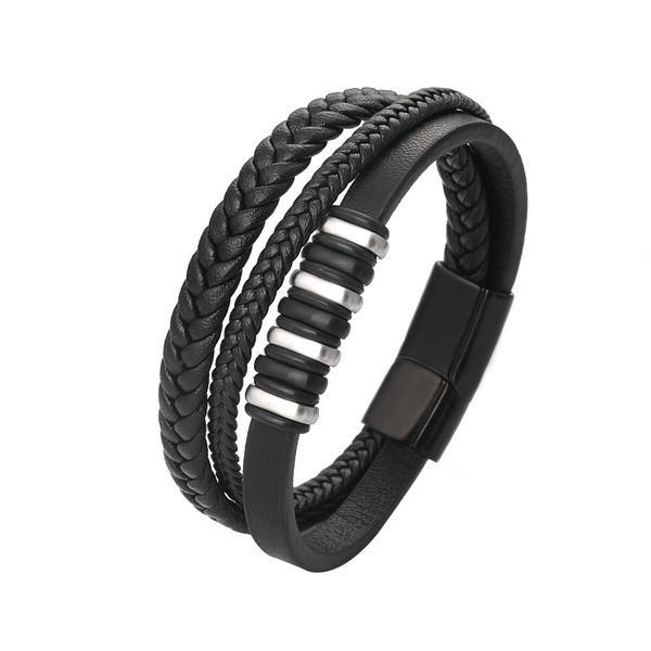new man's titanium steel bracelet leather braid customized stainless steel magnet button simple and elegant temperament delicate, Golden;silver
new man's titanium steel bracelet leather braid customized stainless steel magnet button simple and elegant temperament delicate, Golden;silver