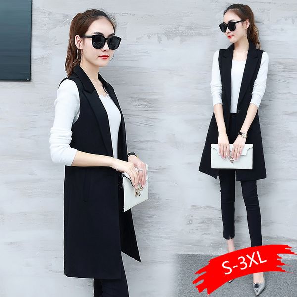 elegant suit vest women spring summer sleeveless long vest colete plus size 3xl office lady coat women waistcoat, Black;white
elegant suit vest women spring summer sleeveless long vest colete plus size 3xl office lady coat women waistcoat, Black;white